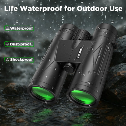 12X42 Binoculars for Adults Kids, HD Binoculars Waterproof FMC BAK4 Binoculars Low Light Night Vision for Bird Watching Travel Hunting Outdoor Sports Concerts
