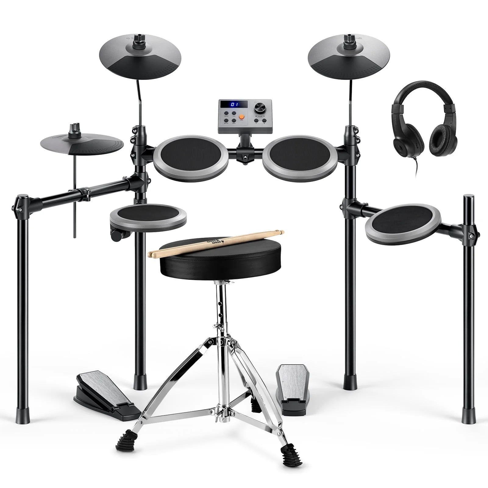 Electric Drum Set for Kids Beginner Christmas Birthday Gift, 150+ Sounds, Quiet Mesh Pad, DED-70 New